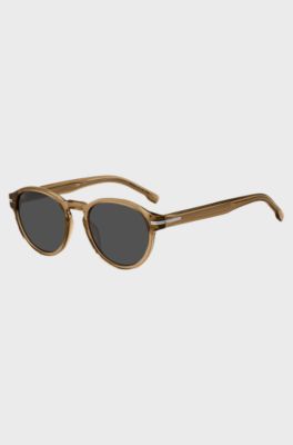 Brown-acetate sunglasses with signature silver-tone detail, Light Brown