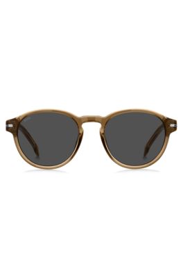 Brown-acetate sunglasses with signature silver-tone detail, Light Brown