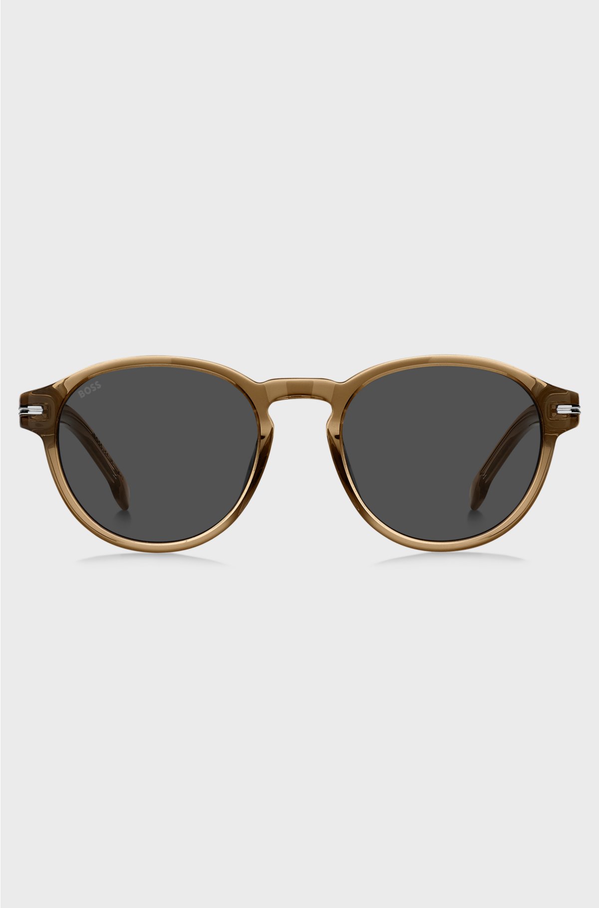 Brown-acetate sunglasses with signature silver-tone detail, Light Brown