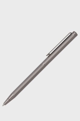 Gunmetal ballpoint pen with engraved pattern, Silver