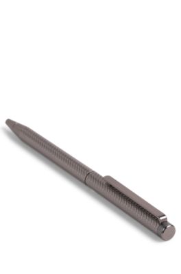 Gunmetal ballpoint pen with engraved pattern, Silver