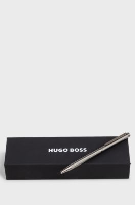 Gunmetal ballpoint pen with engraved pattern, Silver