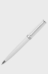 Ballpoint pen in glossy-white lacquer with logo ring, White