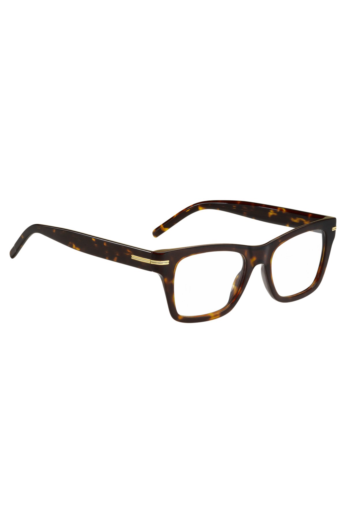 Horn-acetate optical frames with signature gold-tone detail, Brown
