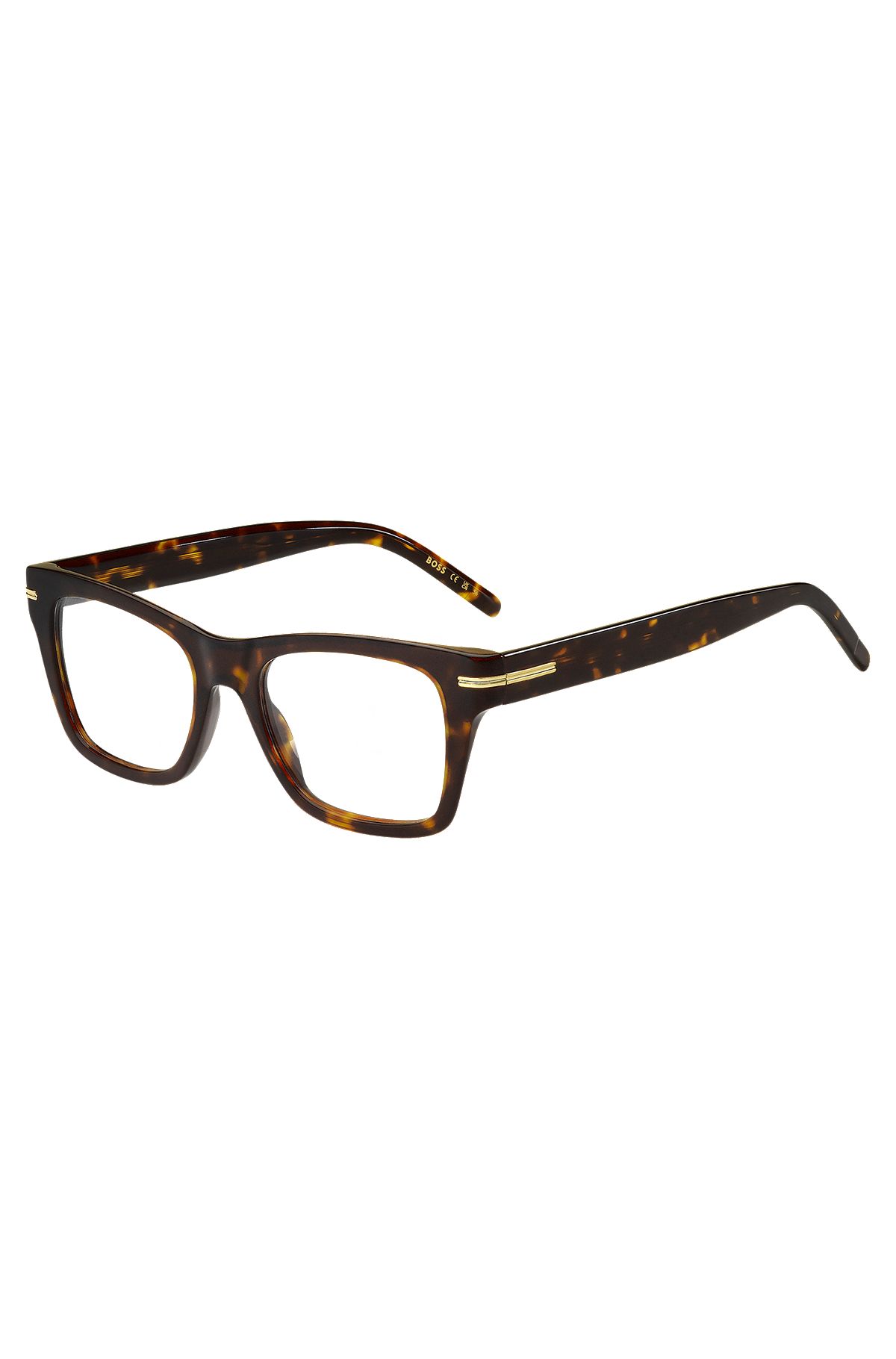 Horn-acetate optical frames with signature gold-tone detail, Brown
