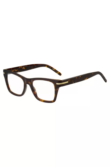 Monture optique en acétate imitation corne avec détail emblématique doré