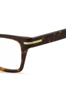 Horn-acetate optical frames with signature gold-tone detail, Brown