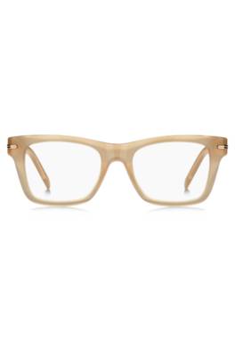 Beige-acetate optical frames with signature gold-tone detail