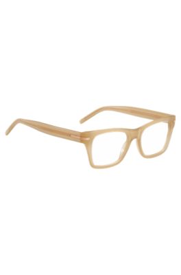 Beige-acetate optical frames with signature gold-tone detail, Beige