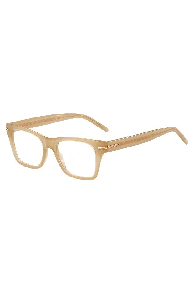 Beige-acetate optical frames with signature gold-tone detail, Beige