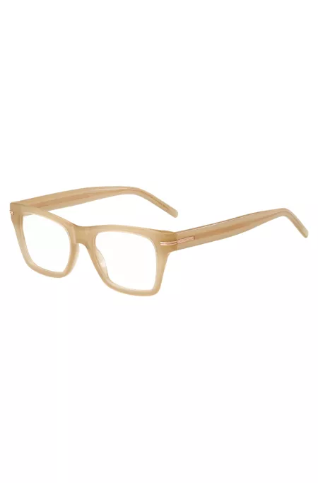 Beige-acetate optical frames with signature gold-tone detail