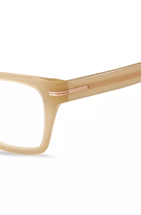 Beige-acetate optical frames with signature gold-tone detail