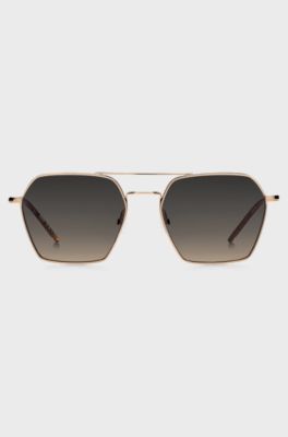 Steel sunglasses with double bridge, Gold