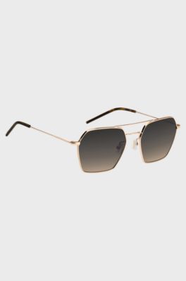 Steel sunglasses with double bridge, Gold