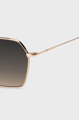 Steel sunglasses with double bridge, Gold