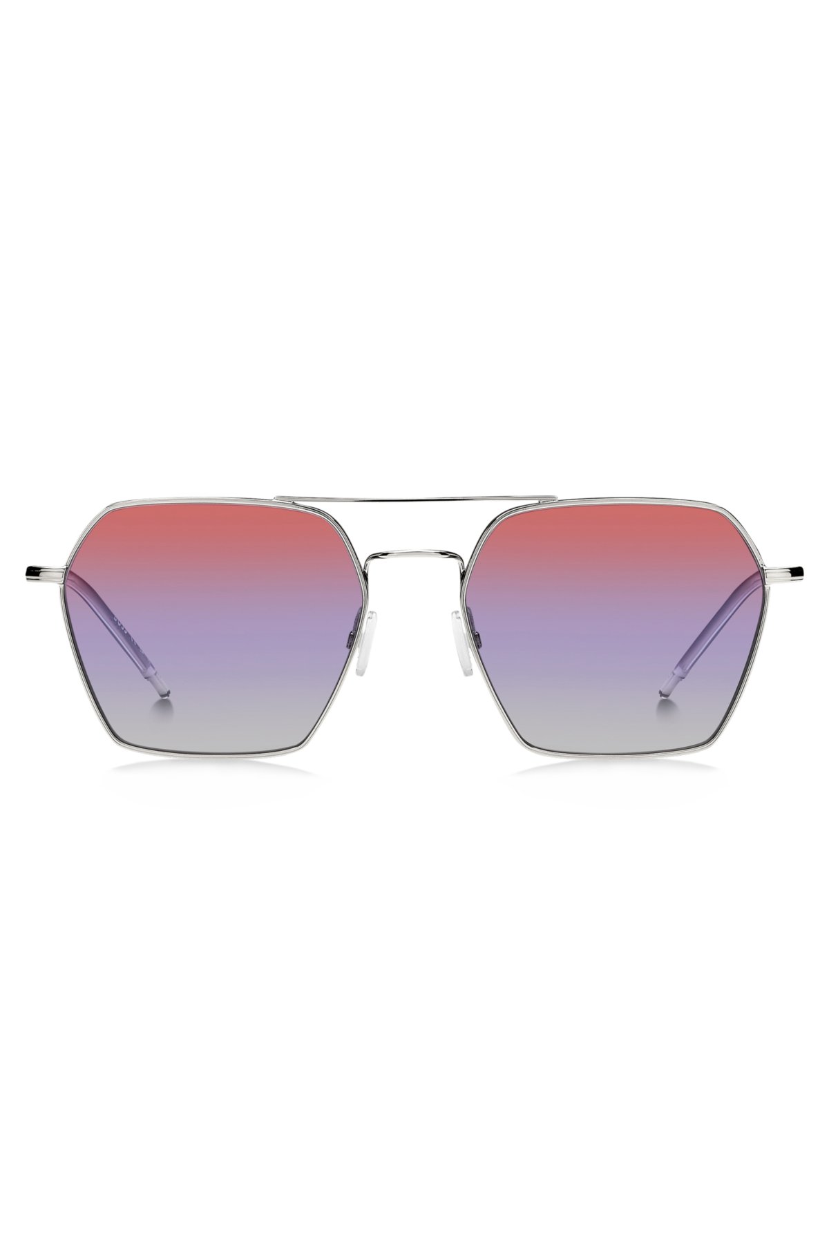 Double-bridge sunglasses with multicoloured lenses, Silver