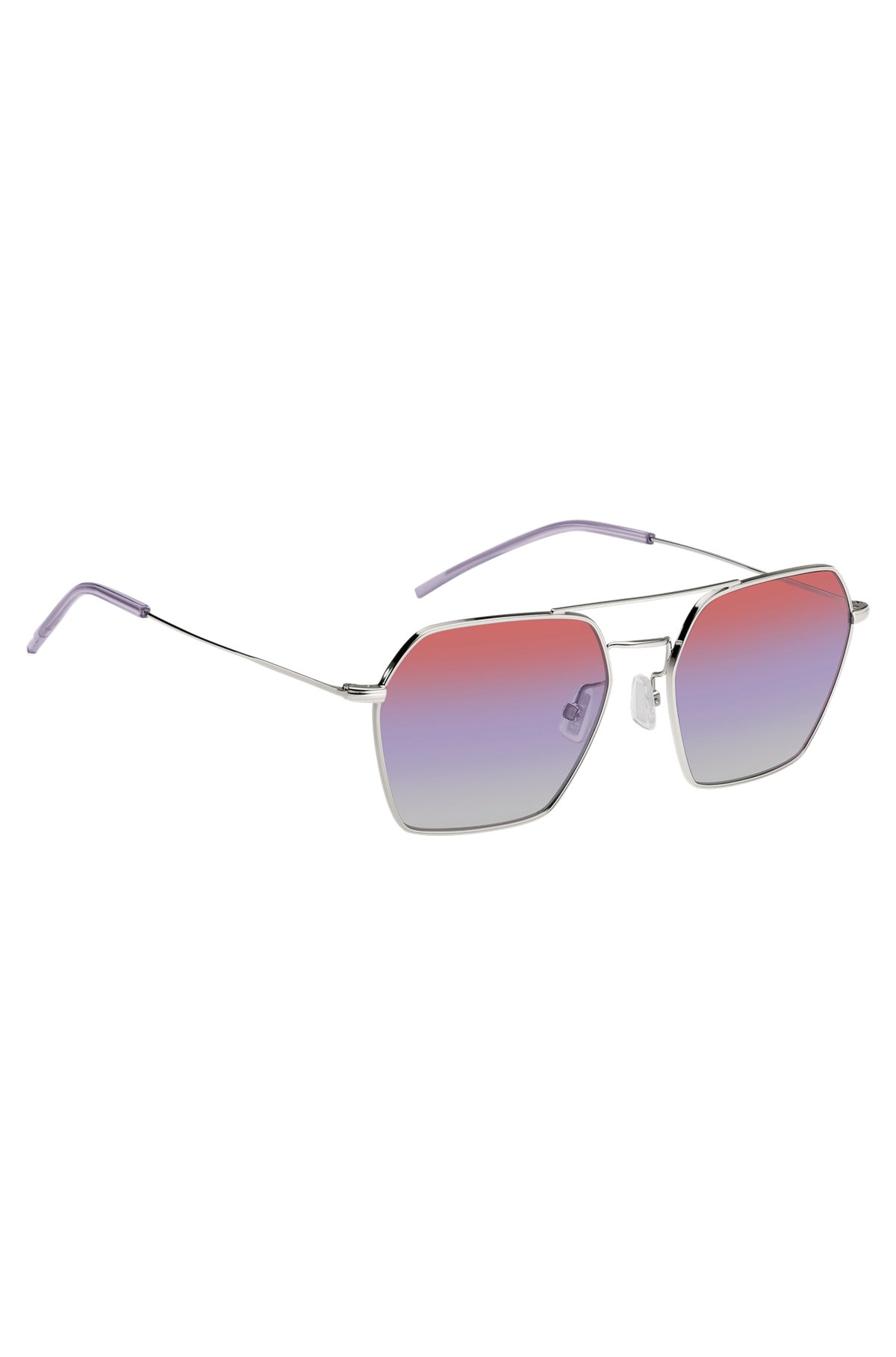 Sonnenbrille mit Doppelsteg und mehrfarbigen Gläsern, Silber