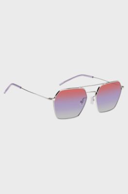 Double-bridge sunglasses with multicoloured lenses, Silver