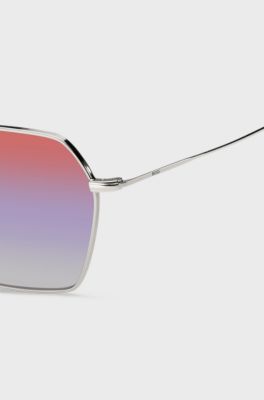 Double-bridge sunglasses with multicoloured lenses, Silver