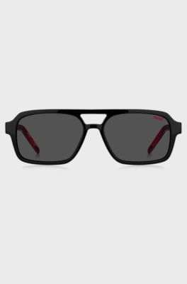 Two-tone sunglasses in black and red acetate, Black