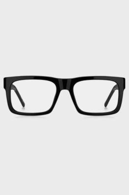 Black-acetate optical frames with 3D monogram, Black