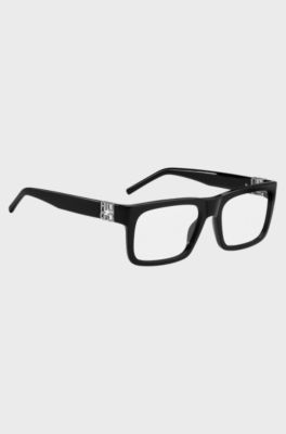Black-acetate optical frames with 3D monogram, Black