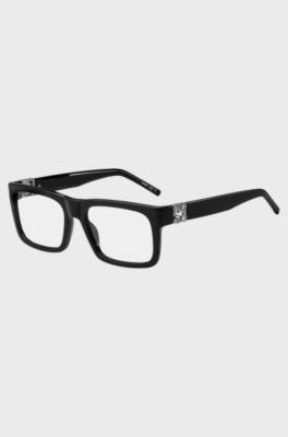 Black-acetate optical frames with 3D monogram, Black