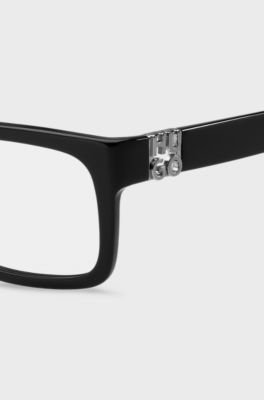 Black-acetate optical frames with 3D monogram, Black