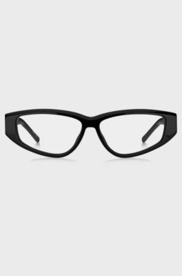 Black-acetate optical frames with 3D monogram, Black