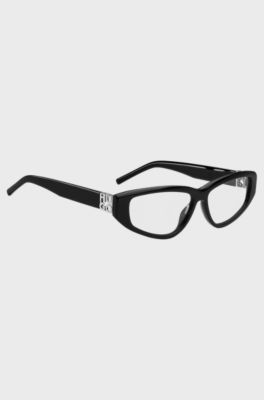 Black-acetate optical frames with 3D monogram, Black