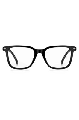 Black-acetate optical frames with signature silver-tone detail, Black
