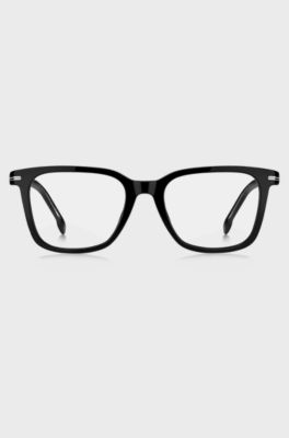 Black-acetate optical frames with signature silver-tone detail, Black