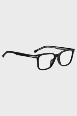 Black-acetate optical frames with signature silver-tone detail, Black