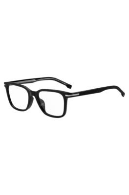 Black-acetate optical frames with signature silver-tone detail, Black