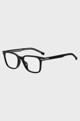 Black-acetate optical frames with signature silver-tone detail, Black
