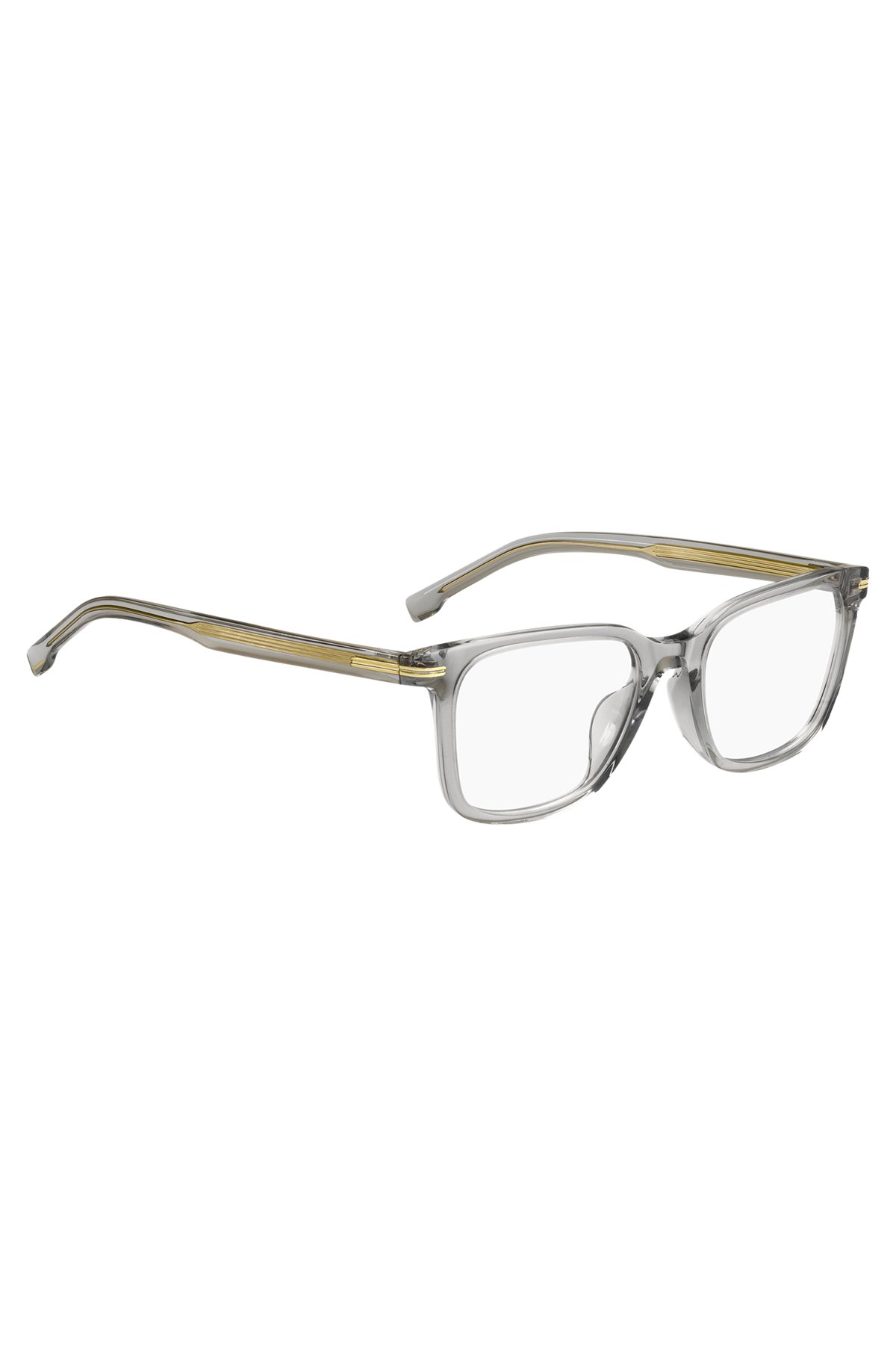 Brillenfassung aus transparentem Acetat mit charakteristischen goldfarbenen Akzenten, Assorted-Pre-Pack