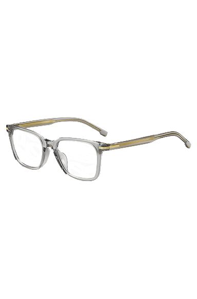 Clear-acetate optical frames with signature gold-tone detail, Transparent