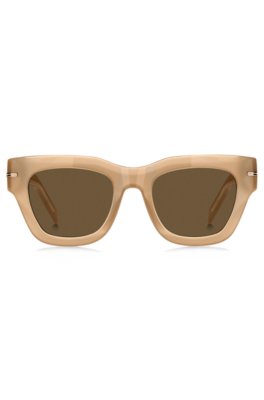 Boss Beige-acetate sunglasses with signature gold-tone detail solglasögon dam – bild 2