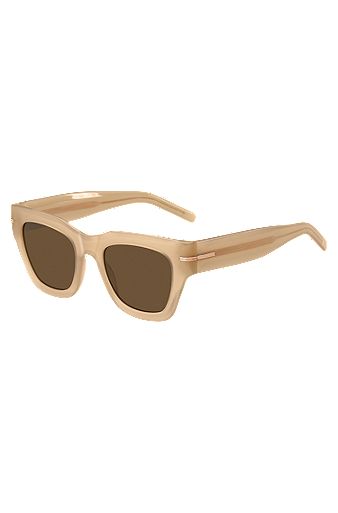 Beige-acetate sunglasses with signature gold-tone detail, Beige