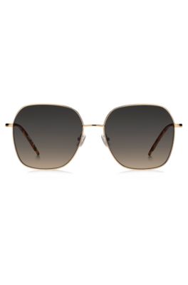 Steel sunglasses with branded temples, Gold