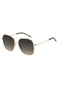 Steel sunglasses with branded temples, Gold