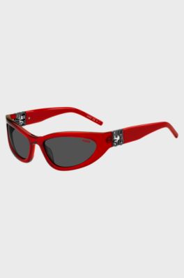 Optisch montuur van rood acetaat met 3D-monogram, Rood