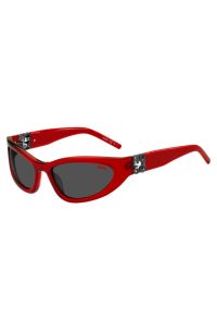 Occhiali da vista in acetato rosso con monogramma 3D, Rosso