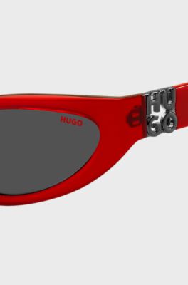 Optisch montuur van rood acetaat met 3D-monogram, Rood
