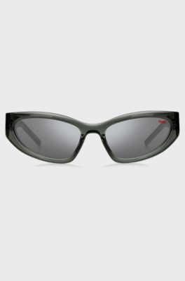 Lunettes de soleil en ac&eacute;tate gris avec monogramme&nbsp;3D, Gris