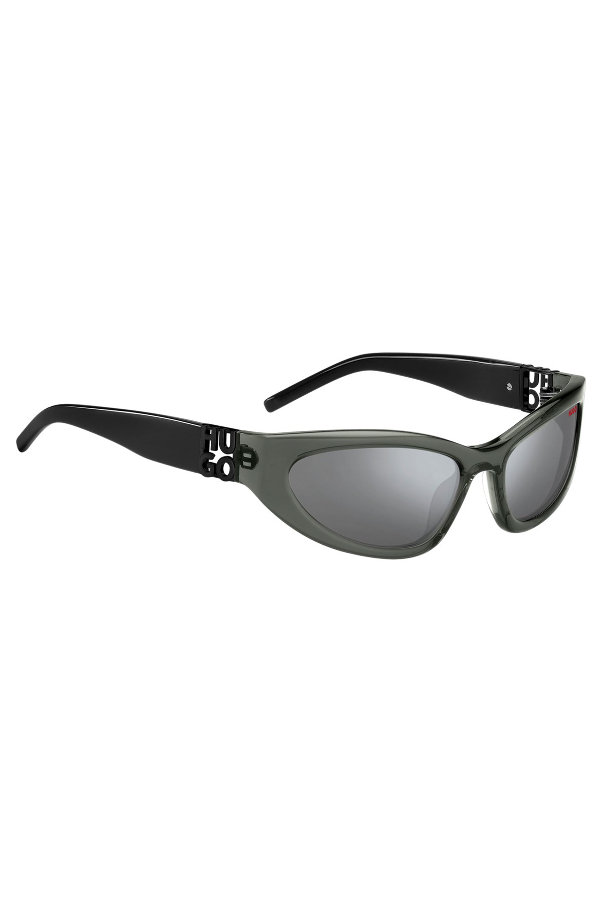 Sonnenbrille aus grauem Acetat mit 3D-Monogrammen, Grau