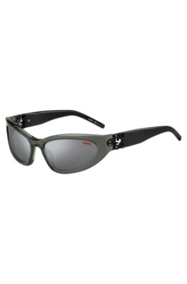 Grey-acetate sunglasses with 3D monogram