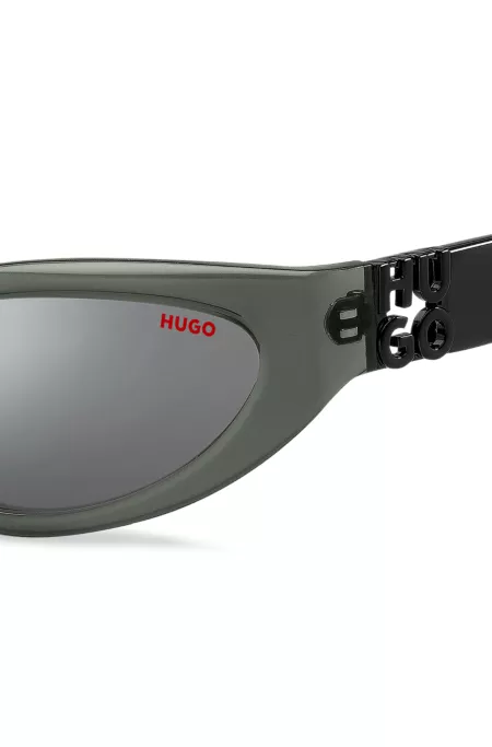 Grey-acetate sunglasses with 3D monogram