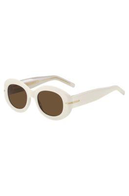 White-acetate sunglasses with signature gold-tone detail, White