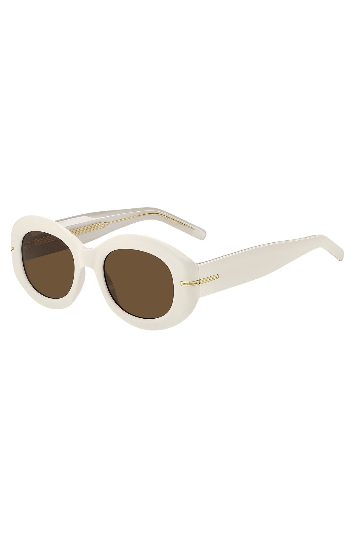 Солнцезащитные очки из белого ацетата с фирменной золотистой отделкой, Белый